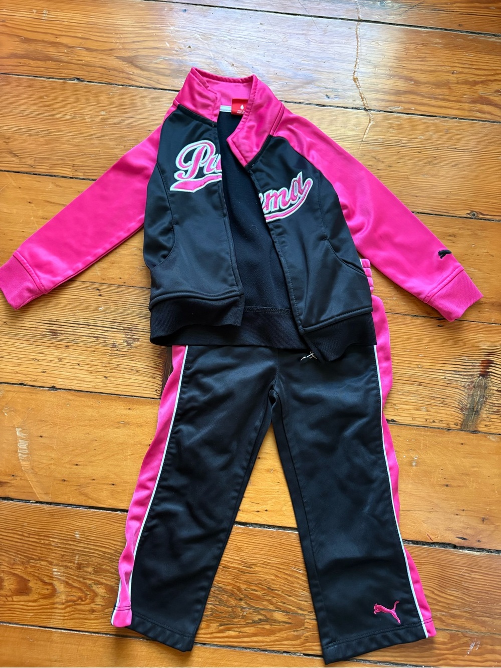 Puma Kids Black and Hot Pink Track Jacket & Pants Set